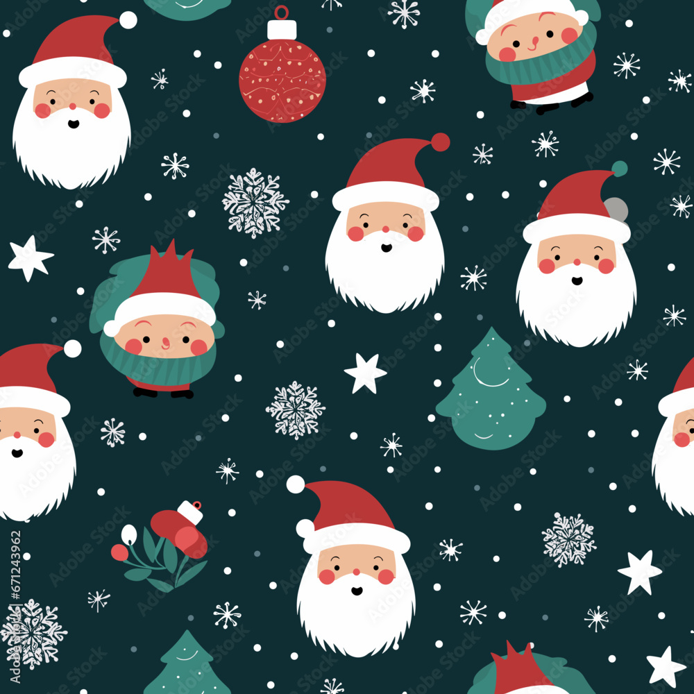 Santa Christmas tree pattern