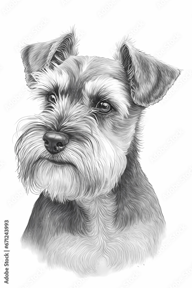 Cute Miniature Schnauzer Dog Sketch Coloring Page - Artistic Canine Illustration