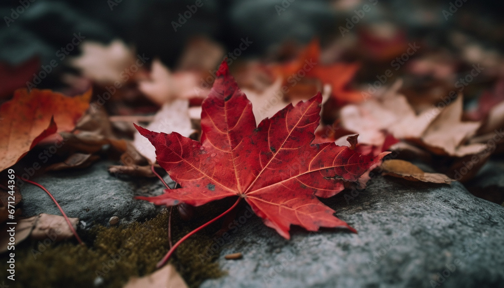 Vibrant autumn colors on a maple tree in the forest generated by AI