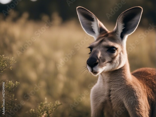 Portrait of wild kangaroo at the nature by itself © abu