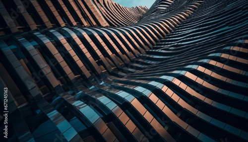 Wallpaper Mural The futuristic spiral built structure reflects multi colored patterns outdoors generated by AI Torontodigital.ca