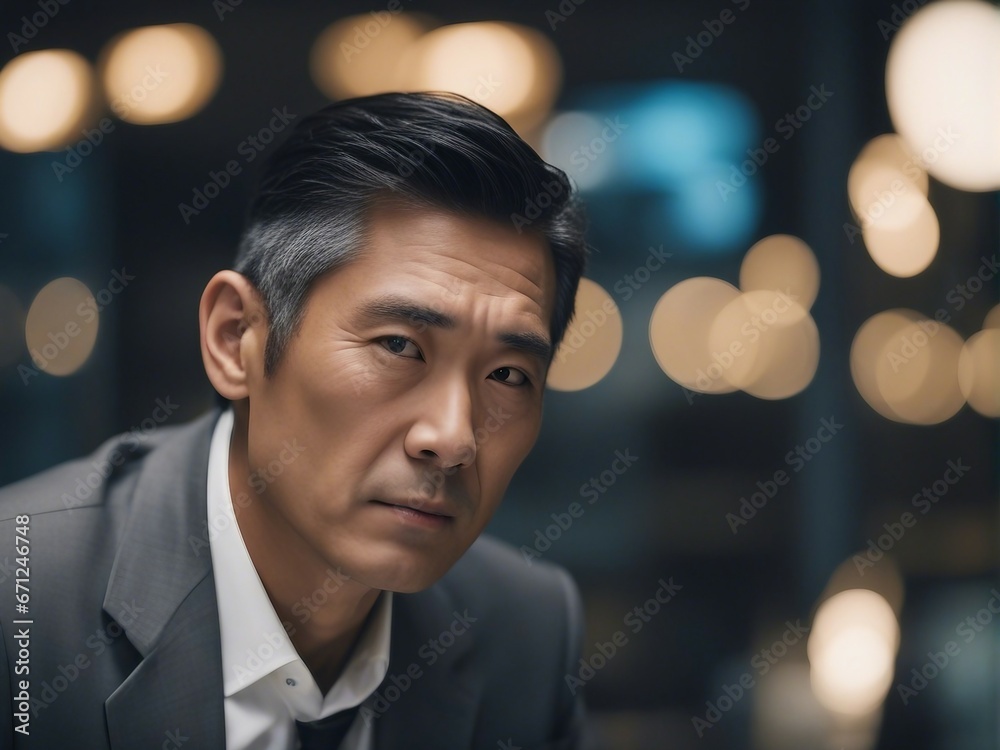 portrait of a top Japanese executive, isolated  background
