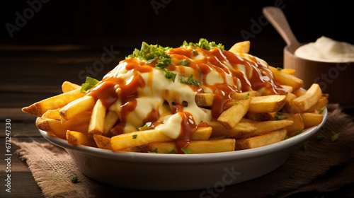delicious poutine, fries and cheese Generative AI