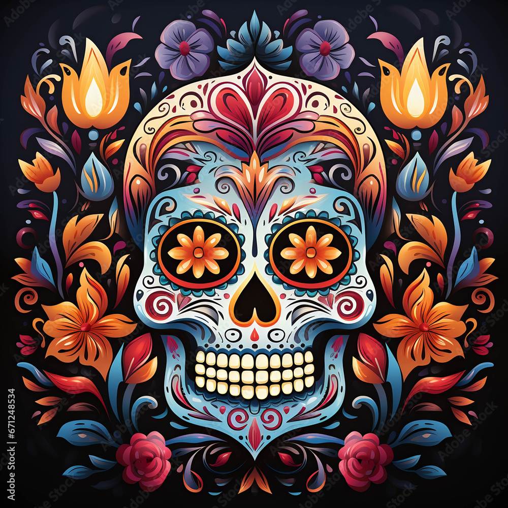 Fototapeta premium Mexican skull, day of the dead celebration altar