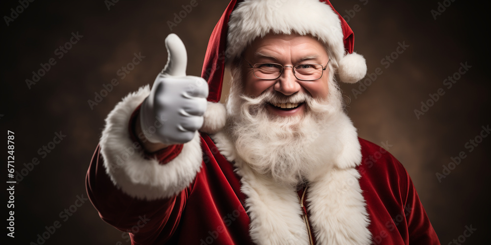Smiling Santa Claus, on a colored background. Generated by AI Smiling Santa Claus, on a colored background. Generated by AI