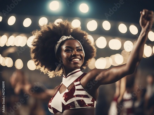 portrait of a beautiful afro American cheerleader 