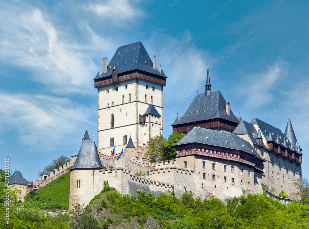 Historic medieval Karlstejn Castle in Czech Republic (Bohemia, near Prague )