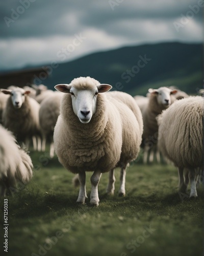 portrait of sheep in the countryside 