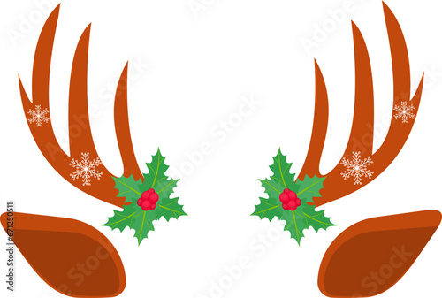 Christmas mask with reindeer antlers. Vector illustration.