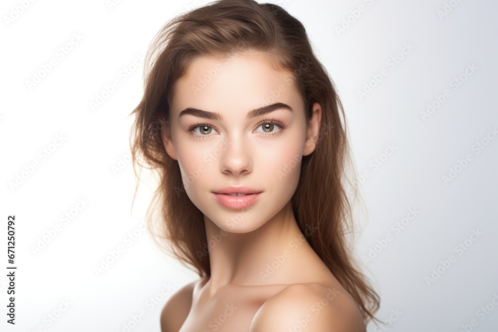 Young charming woman on a light background. Natural makeup. Natural beauty. Young charming woman on a light background. Natural makeup. Natural beauty.