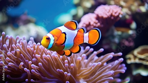 Amphiprion ocellaris clownfish and anemone in sea  © Fred
