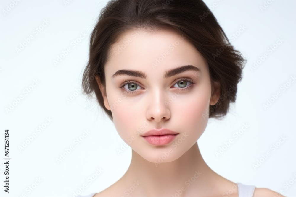Young charming woman on a light background. Natural makeup. Natural beauty. Young charming woman on a light background. Natural makeup. Natural beauty.