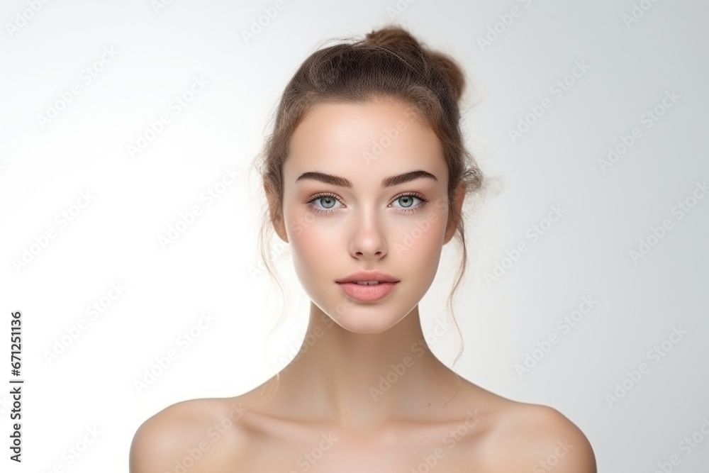 Young charming woman on a light background. Natural makeup. Natural beauty. Young charming woman on a light background. Natural makeup. Natural beauty.