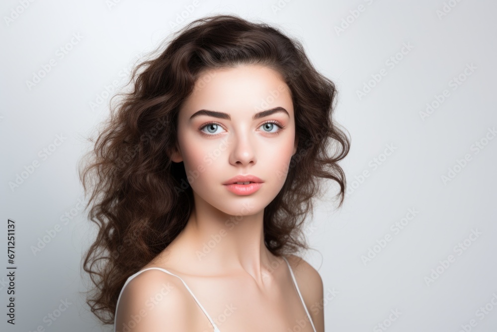 Young charming woman on a light background. Natural makeup. Natural beauty. Young charming woman on a light background. Natural makeup. Natural beauty.