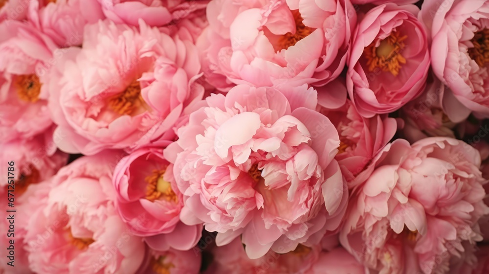 Beautiful pink peonies as background closeup view 