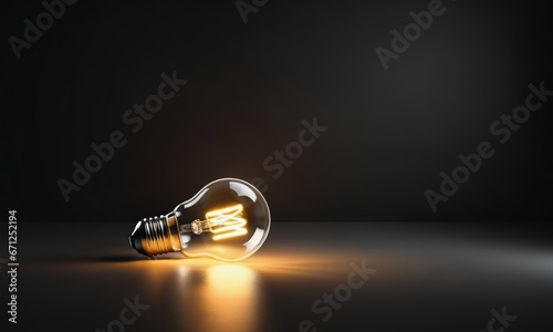 One of Lightbulb glowing among shutdown light bulb in dark area