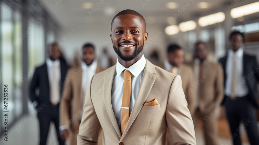 Afro-American Businessman, Entrepreneur business man standing, confident professional executive manager. Generative AI	
