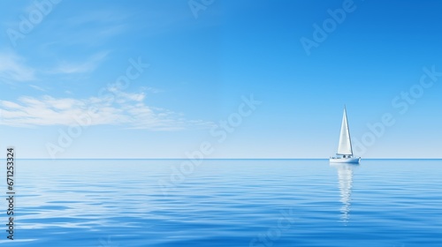 An image of a sailboat gliding through calm azure waters.