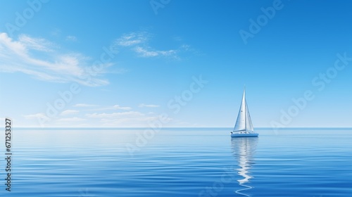 An image of a sailboat gliding through calm azure waters. © kept
