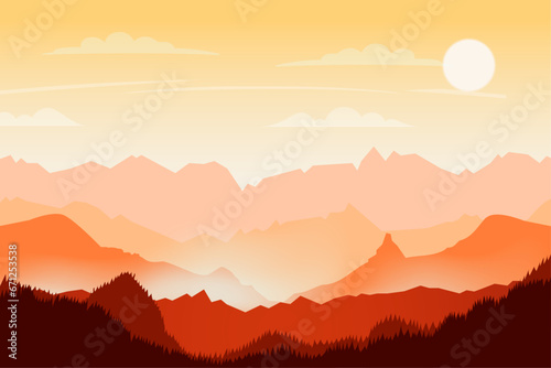gradient red nature mountain landscape background sunset