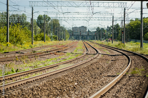 railway close-up, the photo shows winding tracks going into the distance © fotofotofoto