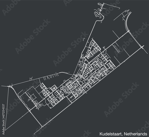 Detailed hand-drawn navigational urban street roads map of the Dutch city of KUDELSTAART, NETHERLANDS with solid road lines and name tag on vintage background