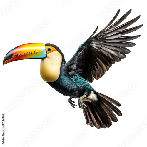 a flying toucan isolated