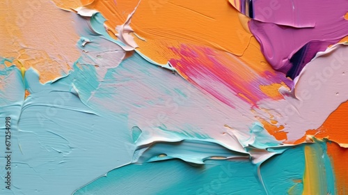 Fragment of multicolored texture painting Abstract art background oil on canvas Rough brushstrokes of paint Closeup of a painting