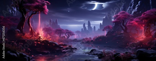 Mystical forest with glowing mushrooms  moonlit night  and ethereal atmosphere  perfect for fantasy-themed projects.