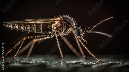 Aedes mosquito high detailed delicate, translucent wings, showcasing intricate patterns macro Photography © SaroStock