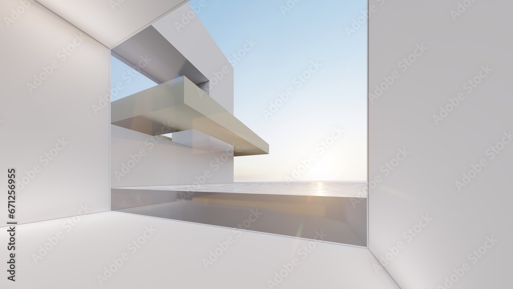 Obraz premium Architecture background geometric shapes in design interior 3d render