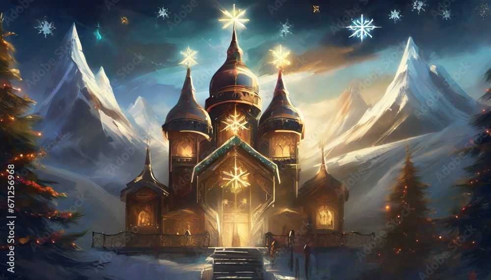 Obraz premium christmas house in the woods