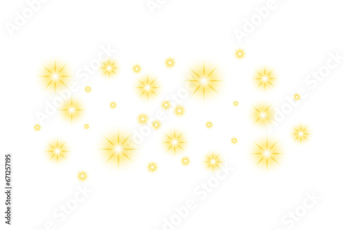 glowing stars on transparent background. light effect of shiny stars