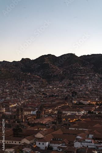 sunset in the mountains in cusco