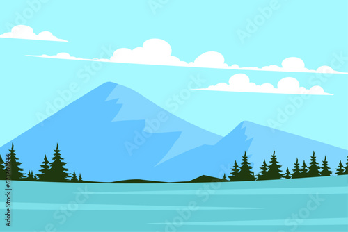 nature mountain with lake scenery landscape background