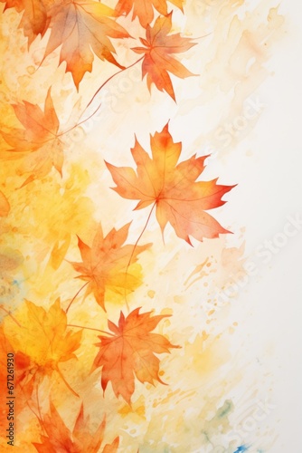A beautiful watercolor painting depicting a bunch of leaves. Perfect for adding a touch of nature to any project or decor.