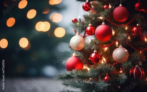 Christmas balls on fir bran...