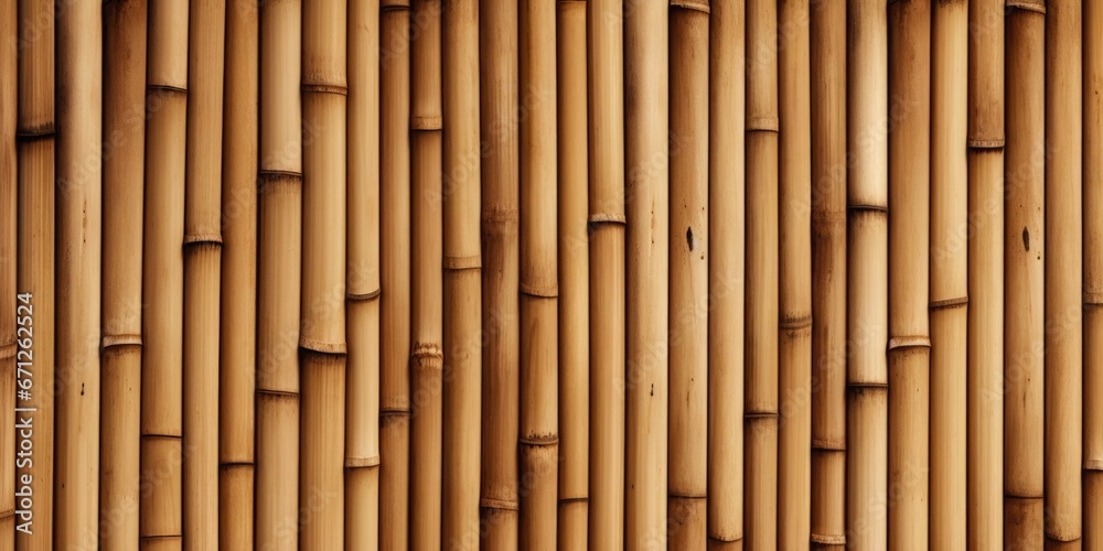 Fototapeta premium A detailed view of a bamboo wall. This versatile image can be used in various projects and designs.