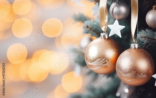 Christmas balls on fir bran...