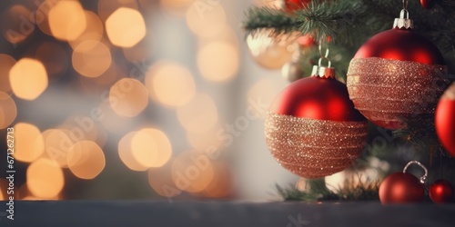 Christmas balls on fir bran...