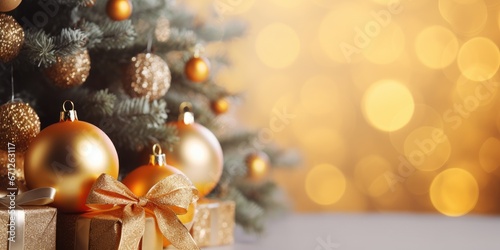 Christmas balls on fir bran...