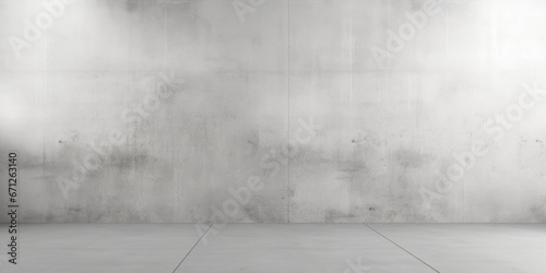 A simple and minimalistic room with a concrete wall and floor. This versatile image can be used in various contexts, such as interior design, architecture, or industrial themes photo