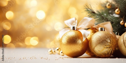 Christmas balls on fir bran...