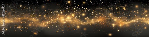 golden shine sparkle light stars dust reflection on black background
