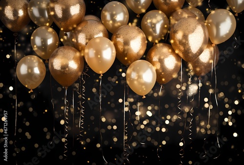 gold balloons flying over a golden backglow