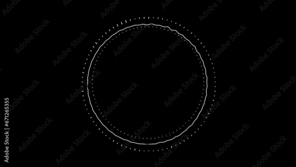 Circular Interface HUD Design - Music Equalizer and Infographic Elements, Sound Waves, Audio Frequency Lines, Technology and Science Analysis Theme, Available in 4K Video Processing Footage