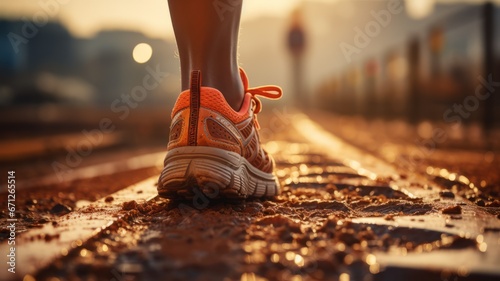 Close-up of an athlete wearing jogging shoes © senadesign
