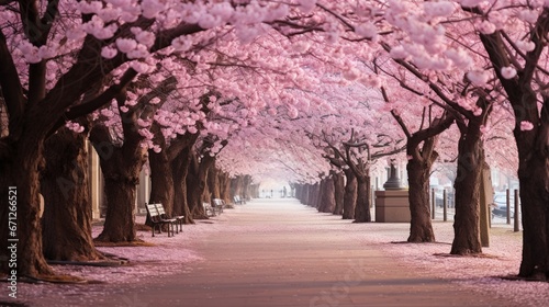 A grove of cherry blossoms in full bloom. © Creative artist1