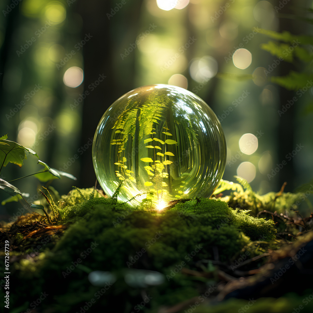 Forest reflected in the crystal ball Forest reflected in the crystal ball