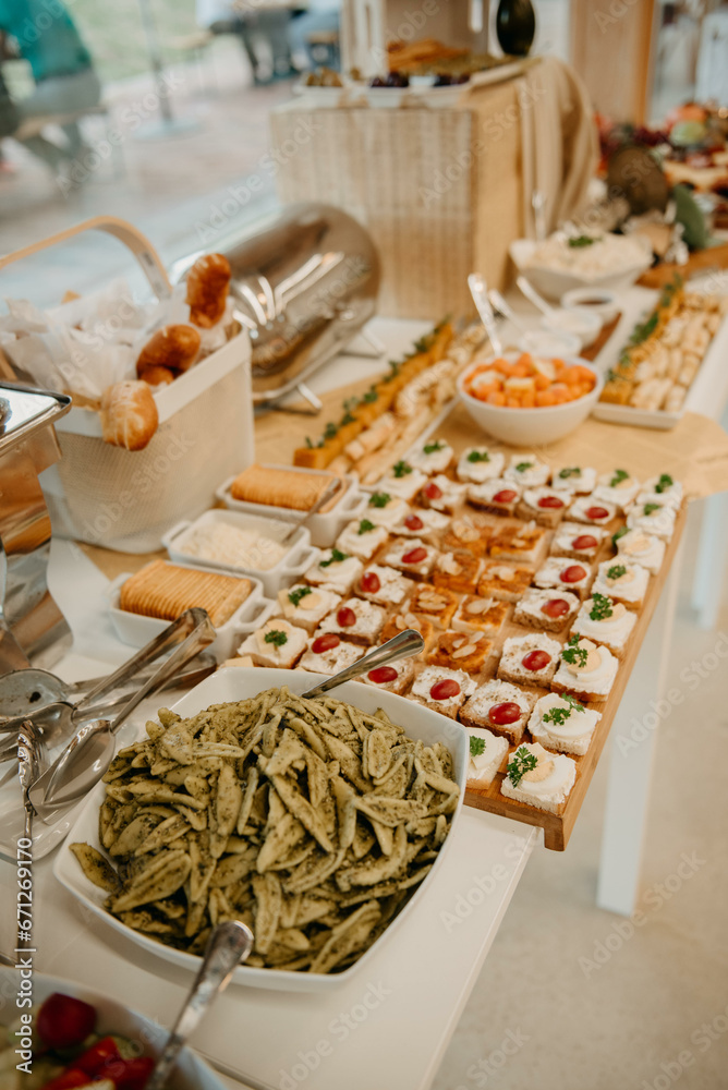 Naklejka premium A delicious appetizer. Calorie food. Catering for celebrations.